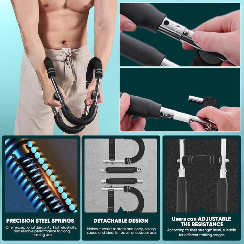 SakerPlus Twister Arm Trainer, Adjustable Spring Chest Expander and Forearm Strengthener, Triceps, Biceps, Shoulder, Back & Thigh Workout bar Equipment, Portable Upper Body Exerciser for Home Fitness - Image 5